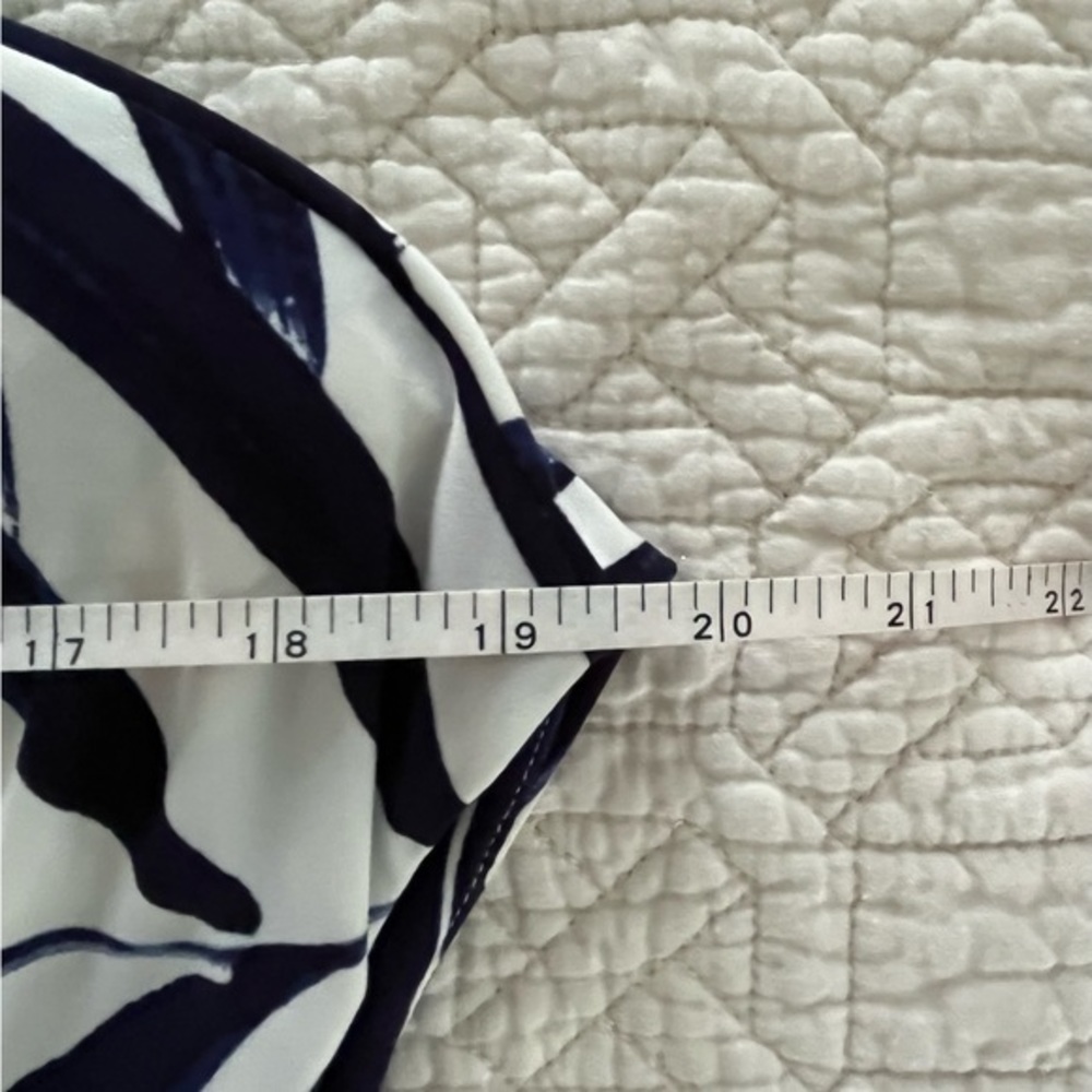 LAUREN Ralph Lauren Asymmetrical Ruched Front Black‎ Blue White Dress Size 16 - Picture 6 of 13